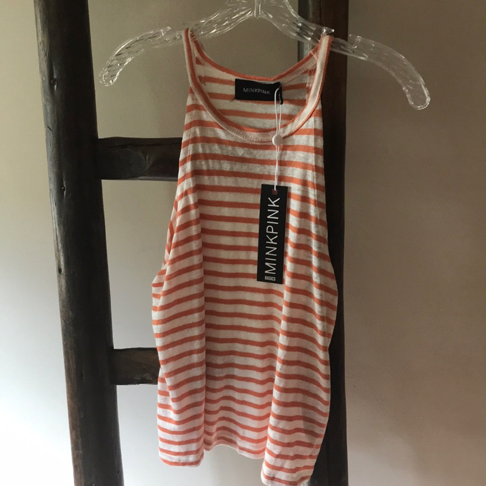 Orange and White Striped Tank Top